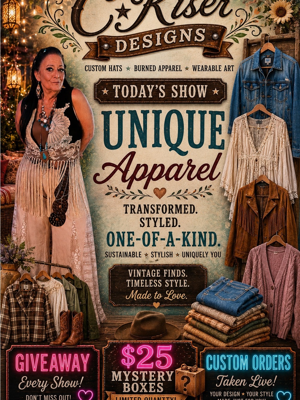 Unique Apparel Graphic Poster - Rustic Teal & Brown